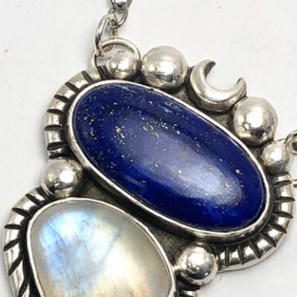 Pacific Crest Silver lapis lazuli and moonstone sterling silver necklace - Picture 6 of 13